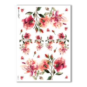 FLOWERS-0131. Papel de Arroz flores para decoupage.