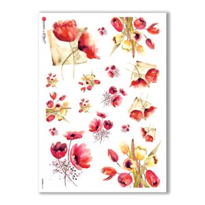 FLOWERS-0132. Papel de Arroz flores para decoupage.