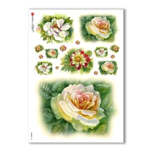 FLOWERS-0133. Papel de Arroz flores para decoupage.