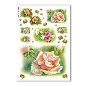 FLOWERS-0136. Papel de Arroz flores para decoupage.