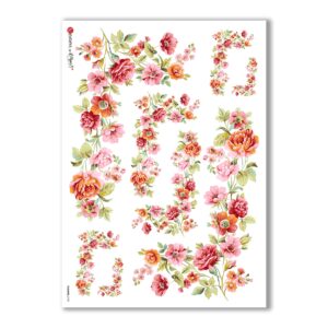 FLOWERS-0139. Papel de Arroz flores para decoupage.