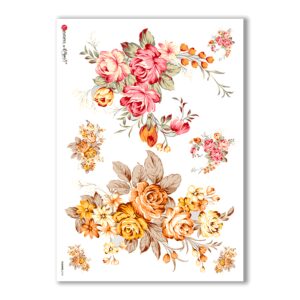 FLOWERS-0141. Papel de Arroz flores para decoupage.