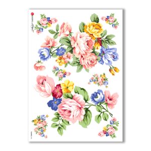 FLOWERS-0142. Papel de Arroz flores para decoupage.