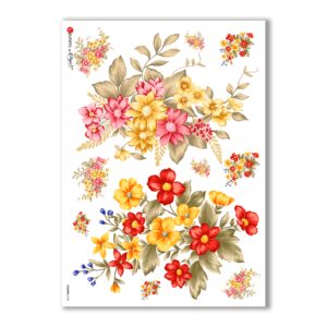 FLOWERS-0144. Papel de Arroz flores para decoupage.