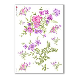 FLOWERS-0145. Papel de Arroz flores para decoupage.