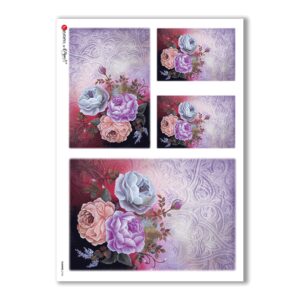FLOWERS-0156. Papel de Arroz flores para decoupage.