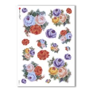 FLOWERS-0157. Papel de Arroz flores para decoupage.