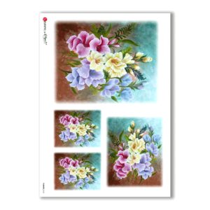 FLOWERS-0162. Papel de Arroz flores para decoupage.