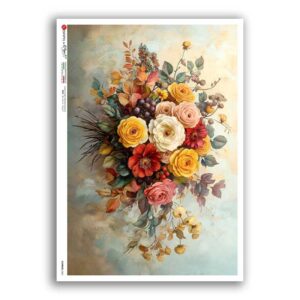 FLOWERS-0427. Papel de Arroz flores para decoupage.