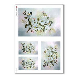 FLOWERS-0164. Papel de Arroz flores para decoupage.