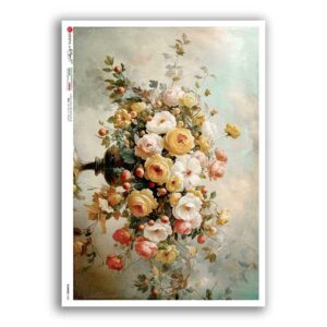 FLOWERS-0428. Papel de Arroz flores para decoupage.