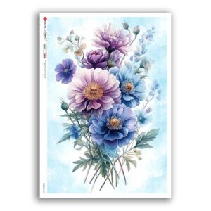 FLOWERS-0433. Papel de Arroz flores para decoupage.