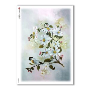 FLOWERS-0165. Papel de Arroz flores para decoupage.