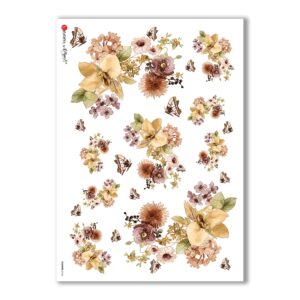 FLOWERS-0166. Papel de Arroz flores para decoupage.
