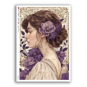NOUVEAU-0065. Papel de Arroz art nouveau para decoupage.