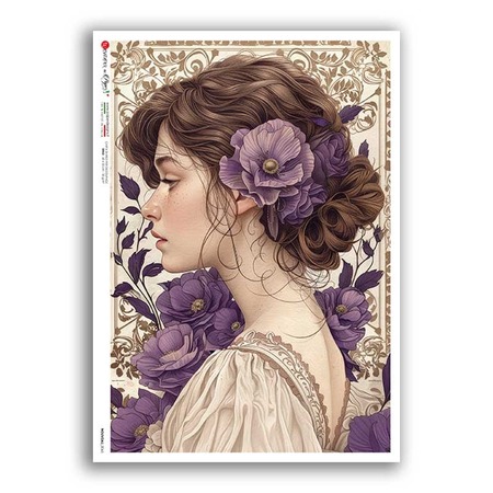 NOUVEAU-0065. Papel de Arroz art nouveau para decoupage.