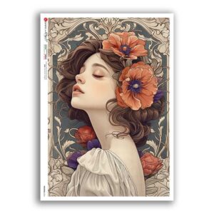NOUVEAU-0066. Papel de Arroz art nouveau para decoupage.