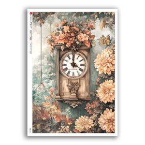TIME-0060. Papel de Arroz relojes para decoupage.