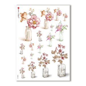 FLOWERS-0187. Papel de Arroz flores para decoupage.