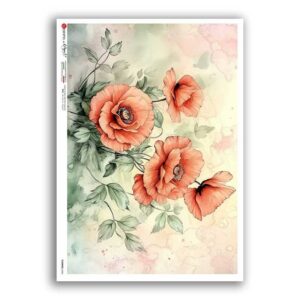 FLOWERS-0445. Papel de Arroz flores para decoupage.