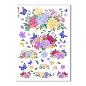 FLOWERS-0191. Papel de Arroz flores para decoupage.
