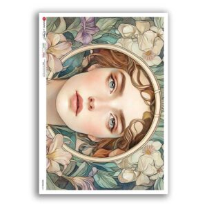 NOUVEAU-0071. Papel de Arroz art nouveau para decoupage.