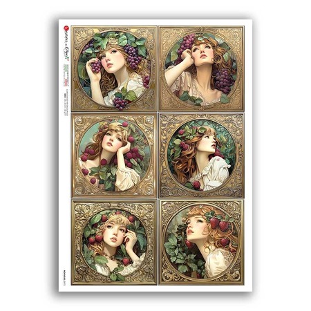 NOUVEAU-0072. Papel de Arroz art nouveau para decoupage.