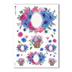 FLOWERS-0192. Papel de Arroz flores para decoupage.