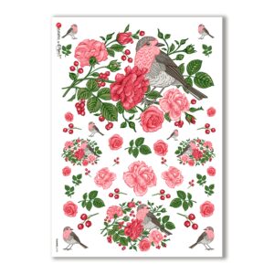 FLOWERS-0193. Papel de Arroz flores para decoupage.