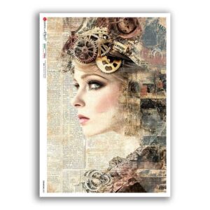 STEAMPUNK-0002. Papel de Arroz punk para decoupage.