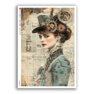 STEAMPUNK-0003. Papel de Arroz punk para decoupage.