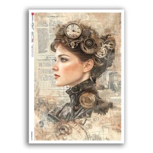 STEAMPUNK-0005. Papel de Arroz punk para decoupage.