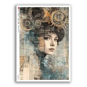 STEAMPUNK-0006. Papel de Arroz punk para decoupage.