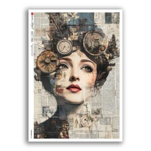 STEAMPUNK-0007. Papel de Arroz punk para decoupage.
