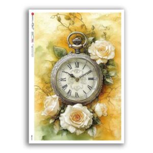 TIME-0065. Papel de Arroz relojes para decoupage.