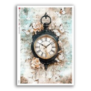 TIME-0066. Papel de Arroz relojes para decoupage.