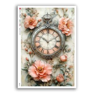 TIME-0067. Papel de Arroz relojes para decoupage.