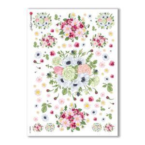 FLOWERS-0200. Papel de Arroz flores para decoupage.