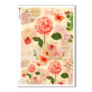 FLOWERS-0201. Papel de Arroz flores para decoupage.