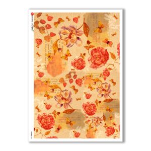 FLOWERS-0202. Papel de Arroz flores para decoupage.