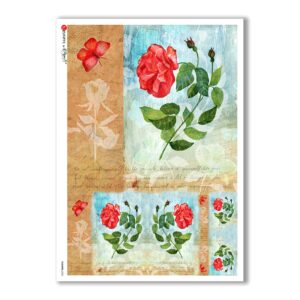 FLOWERS-0203. Papel de Arroz flores para decoupage.