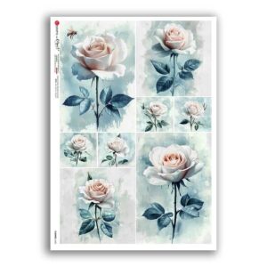 FLOWERS-0450. Papel de Arroz flores para decoupage.