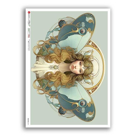 NOUVEAU-0073. Papel de Arroz art nouveau para decoupage.