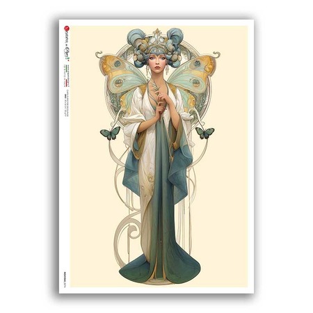 NOUVEAU-0074. Papel de Arroz art nouveau para decoupage.
