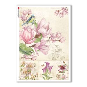 FLOWERS-0215. Papel de Arroz flores para decoupage.