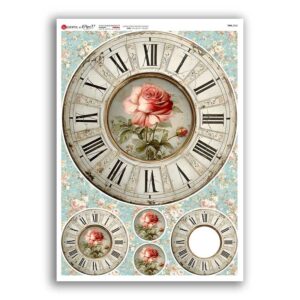 TIME-0068. Papel de Arroz relojes para decoupage.