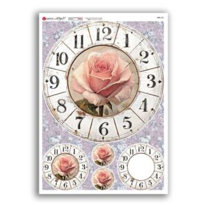 TIME-0069. Papel de Arroz relojes para decoupage.