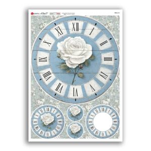 TIME-0070. Papel de Arroz relojes para decoupage.