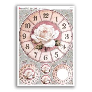 TIME-0071. Papel de Arroz relojes para decoupage.