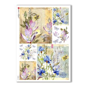 FLOWERS-0223. Papel de Arroz flores para decoupage.